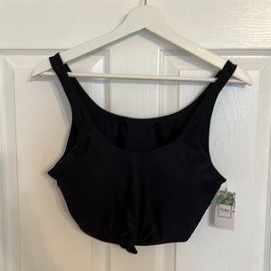 NWT black knot front bathing suit top. Size large.